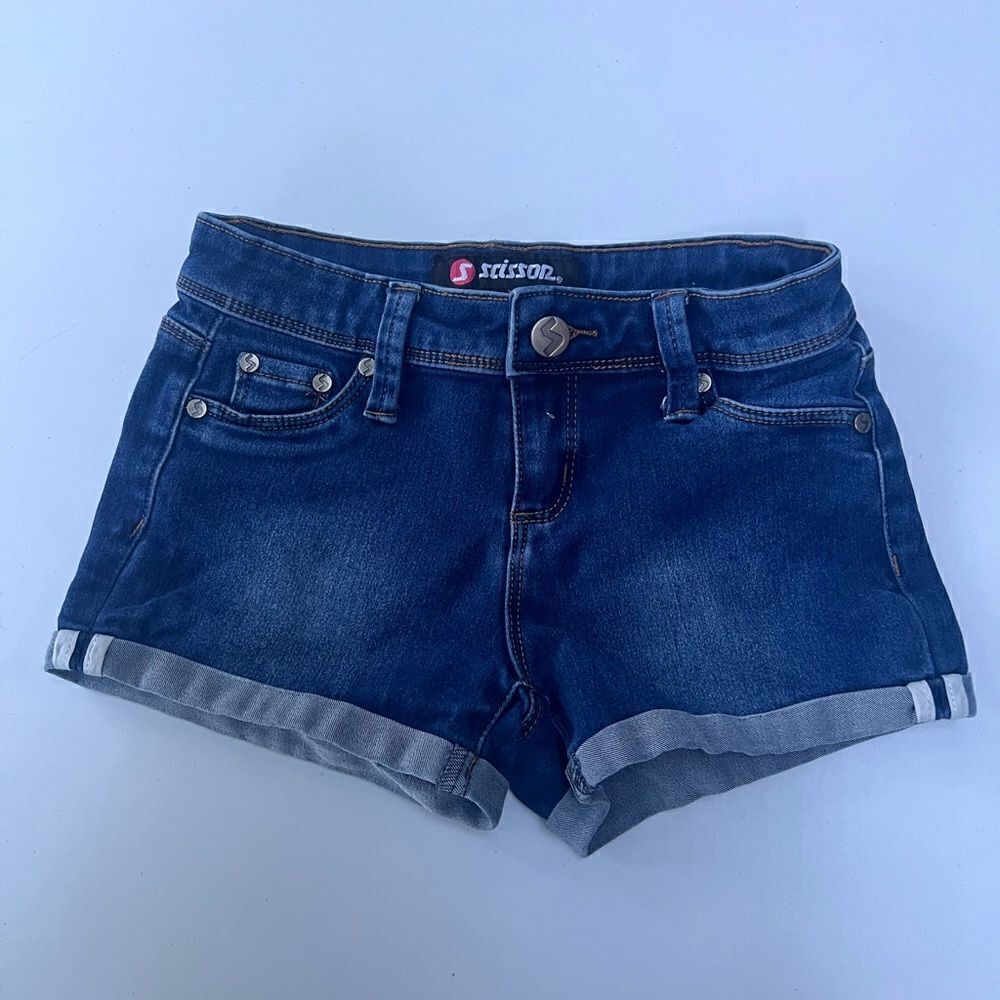 Scissor by Tractor Girls Blue Denim Shorts Cuffed  size 8